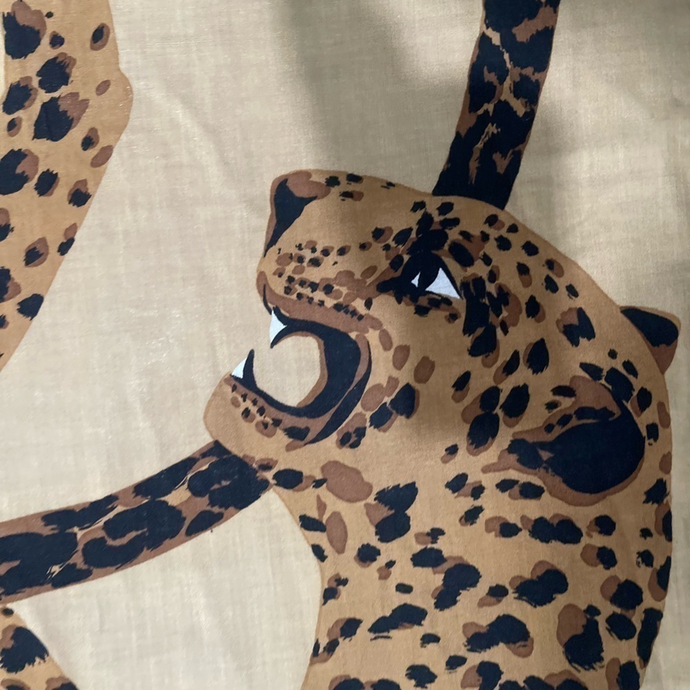 YVES SAINT LAURENT c.1980's YSL Oversized Tan Brown Leopard - Picture 9 of 10
